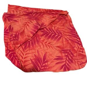 Nordstrom OS Coral & peach palm tree print semi sheer sarong cover up